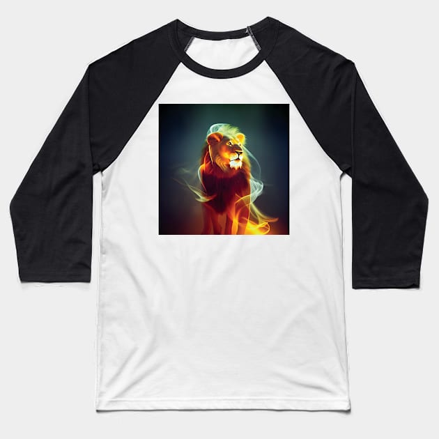Majestic Lion with glowing aura Baseball T-Shirt by Geminiartstudio